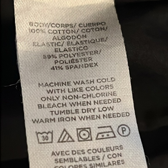 LOFT black smocked poplin puff sleeves cropped top blouse sz L - Picture 7 of 7